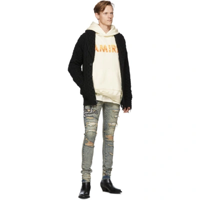 Shop Amiri Off-white Flame Hoodie In Marshmallow