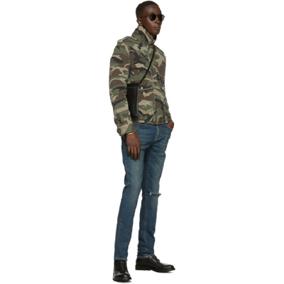 Shop Saint Laurent Green Camouflage Aviator Jacket