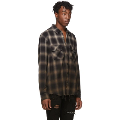 Shop Amiri Khaki Plaid Ombre Shirt