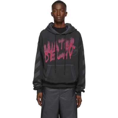Shop Off-white Grey Diag Vintage Hoodie In Anthracite/multicolor