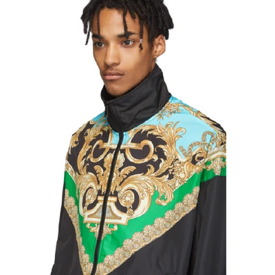 Shop Versace Green And Blue Barocco Track Jacket In A78y Verazu