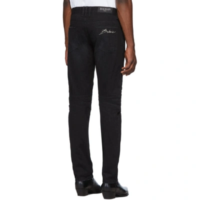 Shop Balmain Black Straight Ribbed Jeans In 0pa Noir