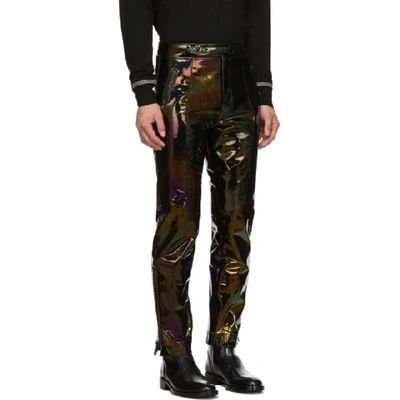 Shop Givenchy Black Iridescent Leather Trousers In 001-black