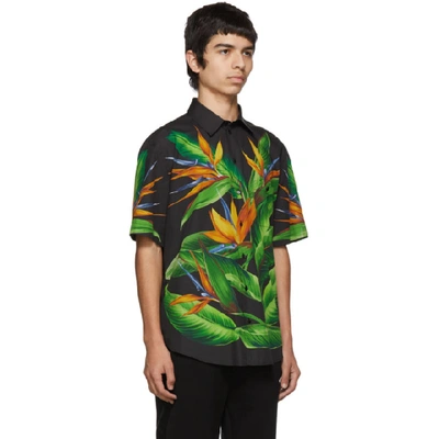 Shop Dolce & Gabbana Dolce And Gabbana Black Bird Of Paradise Hawaiian Shirt In Hnhh8 Sterl