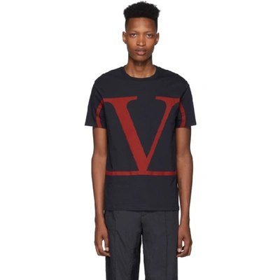 Shop Valentino Navy Vlogo T-shirt In I52navy/go