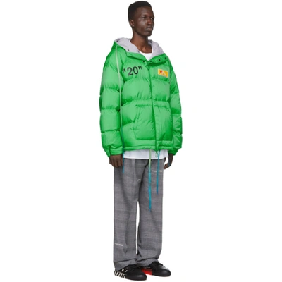 Shop Off-white Green Down Zipped Puffer Jacket