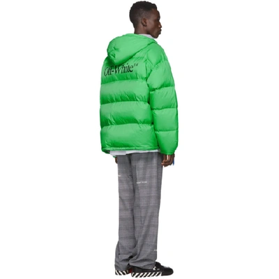 Shop Off-white Green Down Zipped Puffer Jacket