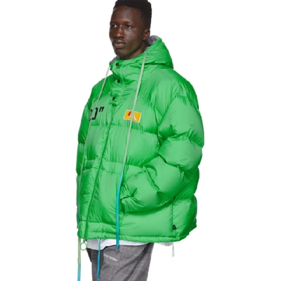 Shop Off-white Green Down Zipped Puffer Jacket