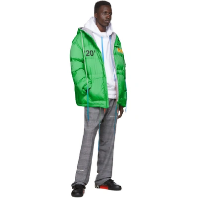 Shop Off-white Green Down Zipped Puffer Jacket
