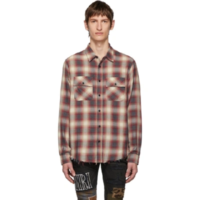 Shop Amiri Red And White Flannel Shirt In Redwhite