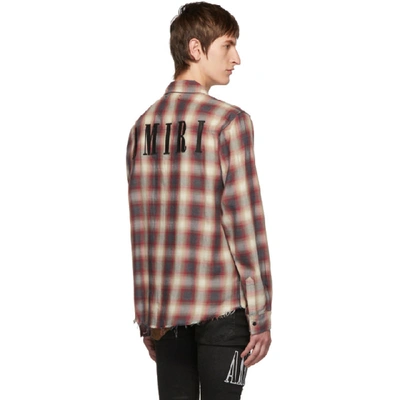 Shop Amiri Red And White Flannel Shirt In Redwhite