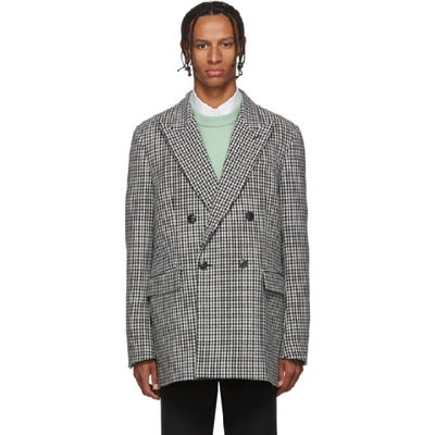 Shop Ami Alexandre Mattiussi Black And White Houndstooth Double-breasted Blazer
