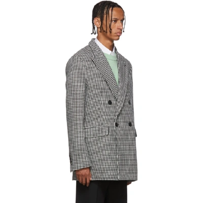 Shop Ami Alexandre Mattiussi Black And White Houndstooth Double-breasted Blazer