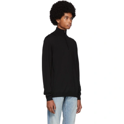 Shop Norse Projects Black Merino Half Zip Fjord Sweater In 9999/ Blac