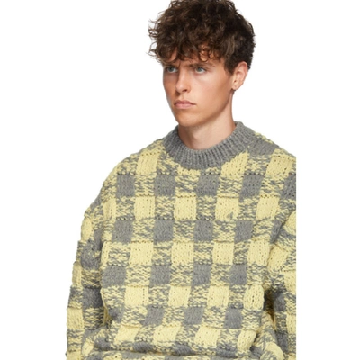 Shop Landlord Yellow And Grey Gingham Showoff Sweater In Yello Gry