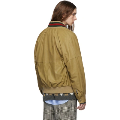 Shop Gucci Tan Leather Jacket In 8011 Camel