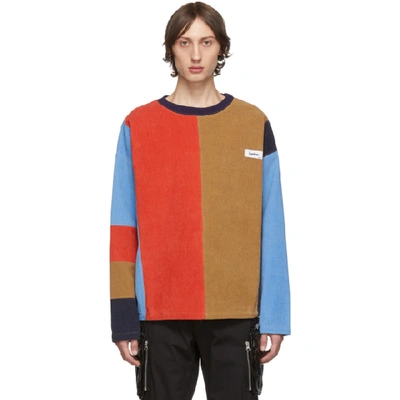 Shop Kenzo Multicolor Corduory Patch Crewneck Sweater In 13 Drkbeige