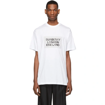Shop Burberry White London England T-shirt In Optic White