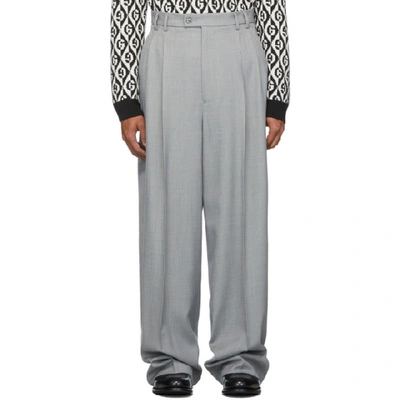 Shop Gucci Grey Vintage Sharkskin Trousers In 4734 Avio/p