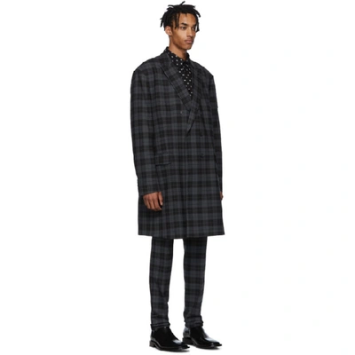 Shop Balenciaga Black And Grey Checked Double-breasted Jacket In 1140 Anth