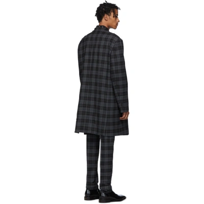 Shop Balenciaga Black And Grey Checked Double-breasted Jacket In 1140 Anth