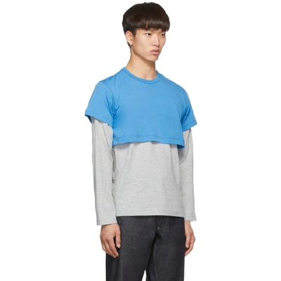 Shop Comme Des Garçons Shirt Comme Des Garcons Shirt Blue And Grey 2-tone Long Sleeve T-shirt In 1 Blugrey