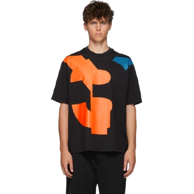 Shop Y-3 Black Varsity T-shirt In Blkoranblue