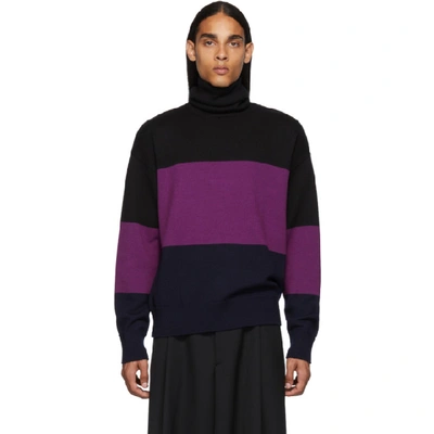Shop Dries Van Noten Black & Purple Wool Turtleneck