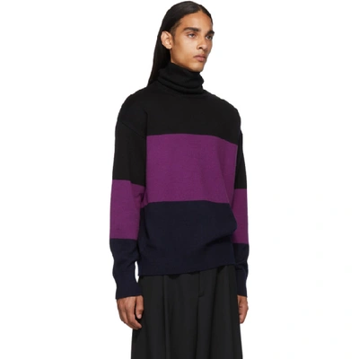 Shop Dries Van Noten Black & Purple Wool Turtleneck