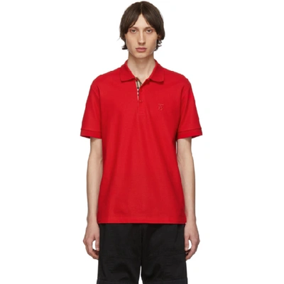 Shop Burberry Red Eddie Mj Wear Polo