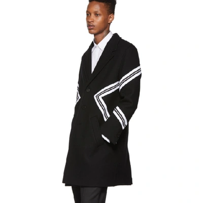 Shop Neil Barrett Black Single-breasted Standard Fit Modernist Coat In 01 Black