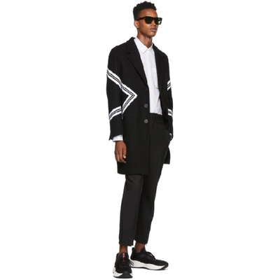 Shop Neil Barrett Black Single-breasted Standard Fit Modernist Coat In 01 Black