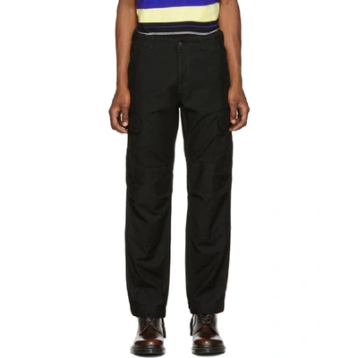 Shop Carhartt Work In Progress Black Sateen Regular Cargo Trousers In 8902 Blkrin