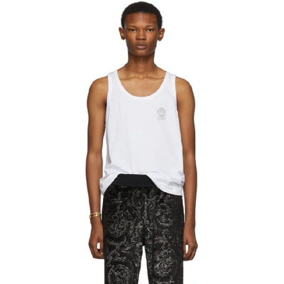 Shop Versace Underwear White Medusa Tank Top In A001 White