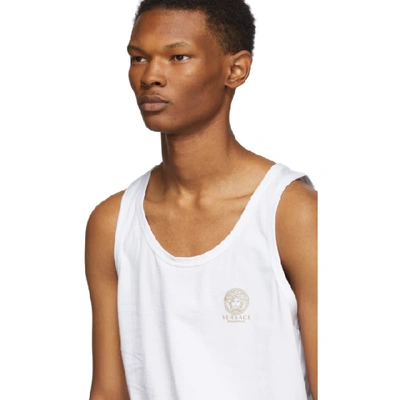 Shop Versace Underwear White Medusa Tank Top In A001 White