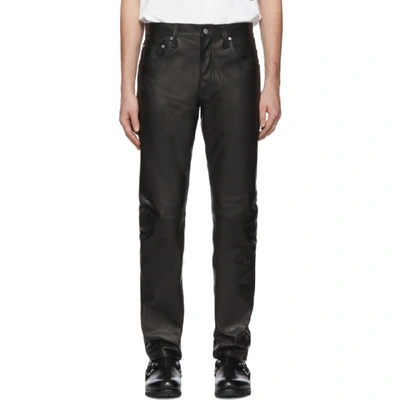 Shop Helmut Lang Black Leather Masc Hi Straight Jeans In Rawlthdpink