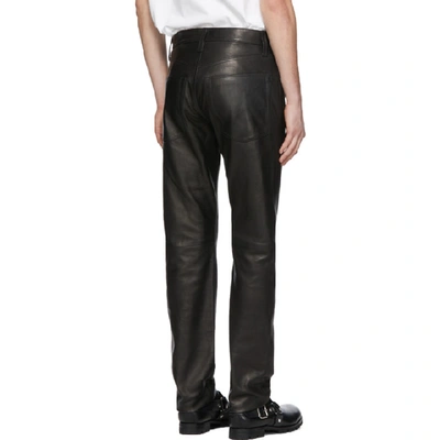 Shop Helmut Lang Black Leather Masc Hi Straight Jeans In Rawlthdpink