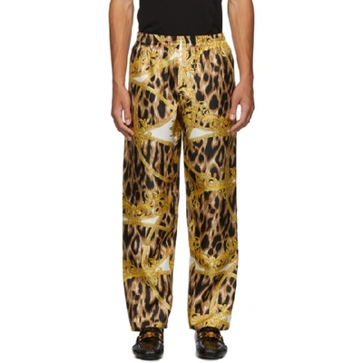 Shop Versace Underwear Black And Yellow Animalier Barocco Pyjama Trousers In A701 Wht/pr