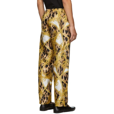 Shop Versace Underwear Black And Yellow Animalier Barocco Pyjama Trousers In A701 Wht/pr