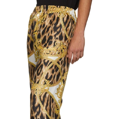 Shop Versace Underwear Black And Yellow Animalier Barocco Pyjama Trousers In A701 Wht/pr