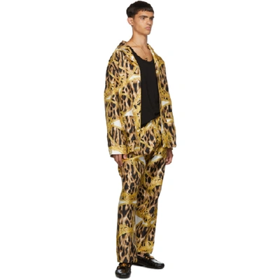 Shop Versace Underwear Black And Yellow Animalier Barocco Pyjama Trousers In A701 Wht/pr