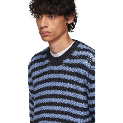 Shop Prada Navy & Blue Striped Alpaca Crewneck Jumper In Navy Celeste