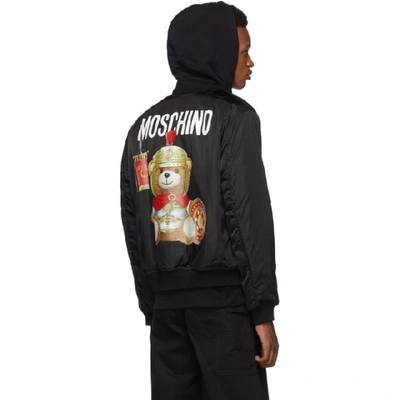 Shop Moschino Black Roman Teddy Bear Bomber Jacket In V1555 Blckf