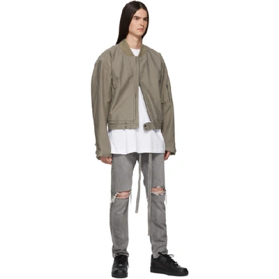 Shop Fear Of God Grey Cotton Bomber Jacket In 030godgry