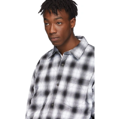 Shop Acne Studios Black And White Plaid Quilted Overshirt In Black/white