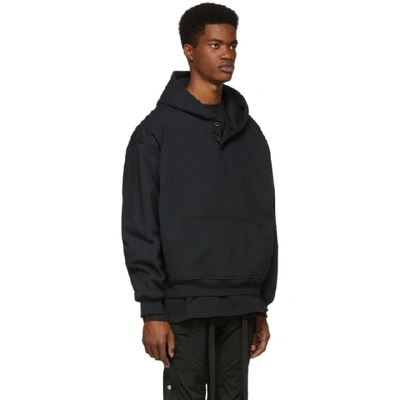 Fear Of God Black Everyday Henley Hoodie In Vintage Black | ModeSens