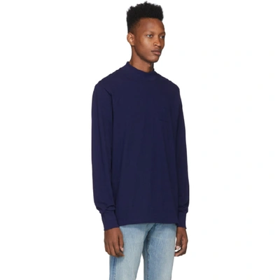 Shop Aimé Leon Dore Aime Leon Dore Navy Mock Neck Dimebag Long Sleeve T-shirt In Flag Navy