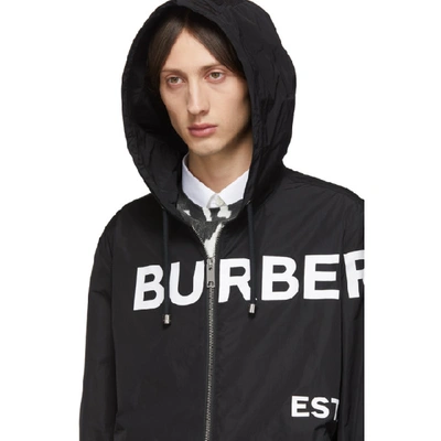 Shop Burberry Black Horseferry Hooded Jacket