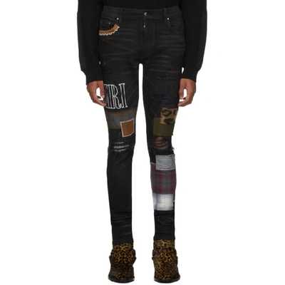 Shop Amiri Black Grunge Patch Medium Crafted Jeans In Rough Black