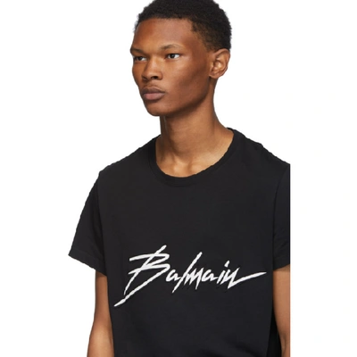 Shop Balmain Black Embroidered Logo T-shirt In 0pa Noir